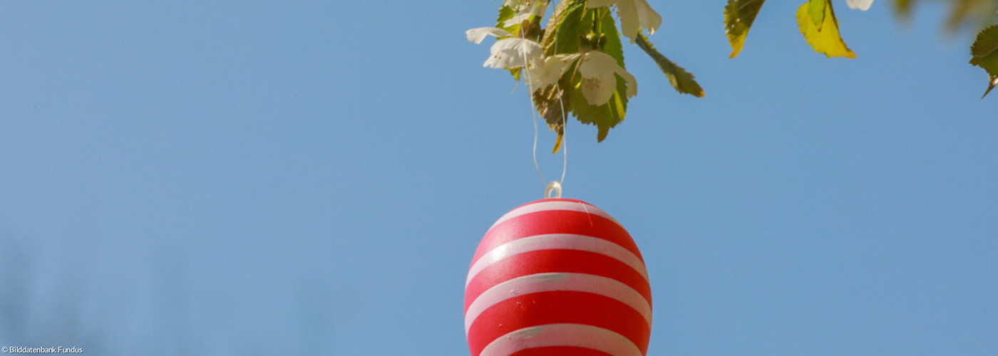 Ein Osterei am Osterbaum