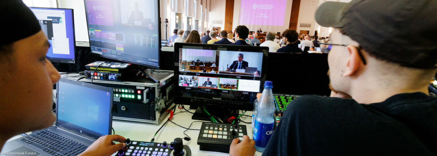 Das Technikteam für den Synodenstream