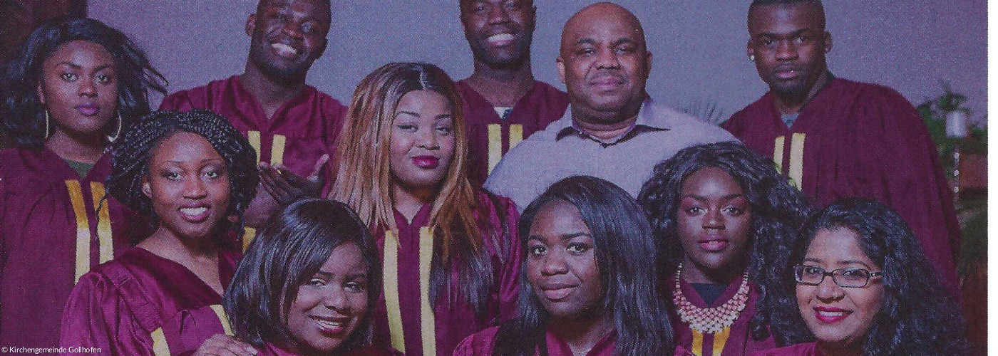 Plakat zeigt den Newlife Gospel Choir mit Termin des Konzertes in Gollhofen