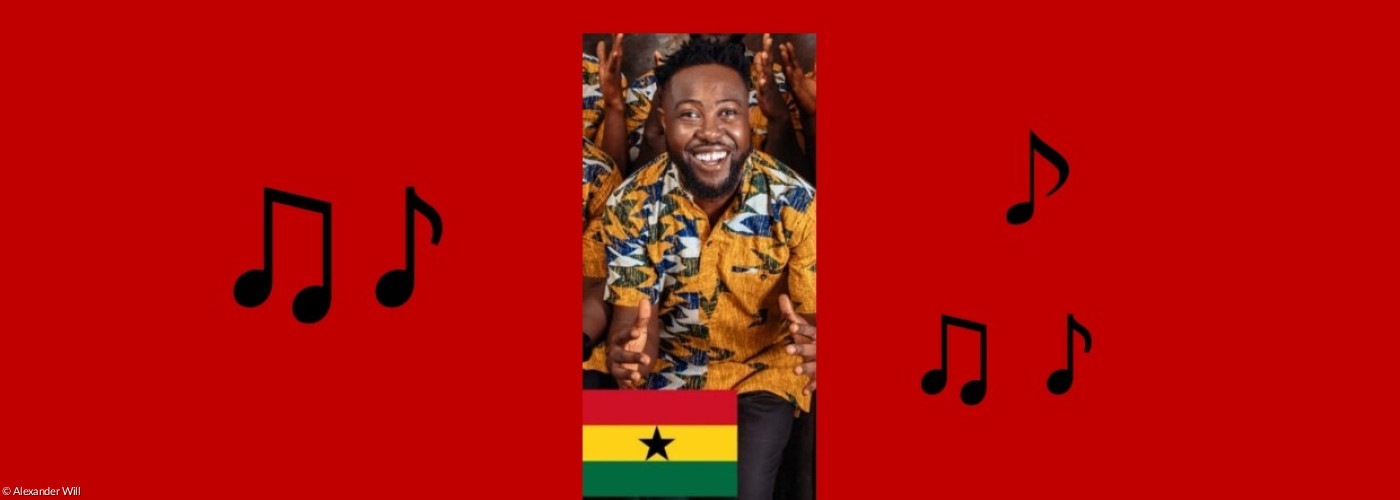 Francis Baffoe, Musiker und Chorleiter des Akoo Show Choir aus Winneba/Ghana bietet am Samstag, 17.1.26 einen Workshop in Obernbreit an