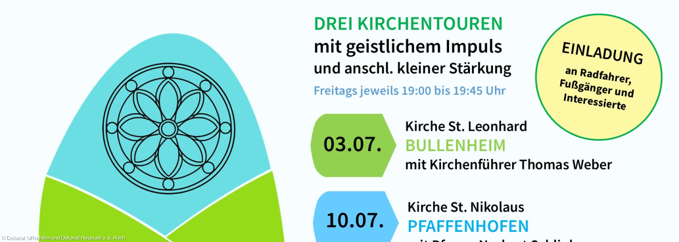 Drei Kirchentouren jeweils freitags um 19:00 Uhr im Dekanat Uffenheim