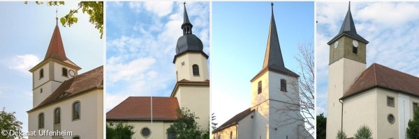 Vier Kirchen der Pfarrei Simmershofen