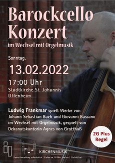 Solist Ludwig Frankmar aus Berlin an seinem historischen Barockcello