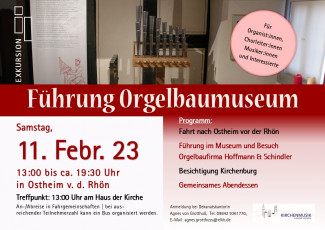 Flyer mit Informationen zum Ablauf des Ausfluges ins Orgelbaumuseum