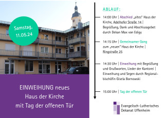 Programm zu Einweihung mit Tag der offenen Tür am Samstag, 11.5. ab 14 Uhr