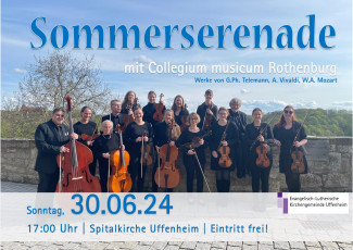 Sommerserenade am 30.6. um 17 Uhr in der Spitalkirche