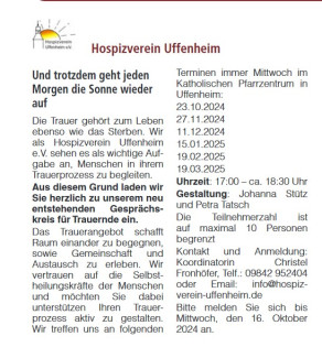 Trauerkreis des Hospizvereines Uffenheim - seit Herbst 2024