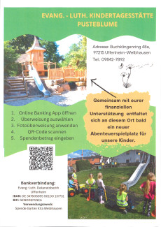 Spendenaktion zum Bau eines Abenteuerspielplatzes im Garten der KiTa Welbhausen
