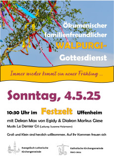 Ökumenischer familienfreundlicher Gottesdienst im Festzelt Uffenheim an Walpurgi