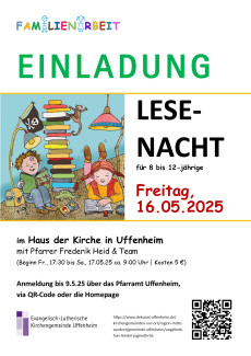 Lesenacht im Haus der Kirche vom 16.5. auf den 17.5.25