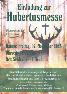 Hubertusmesse am 7.11.25 um 18 Uhr in der Spitalkirche in Uffenheim