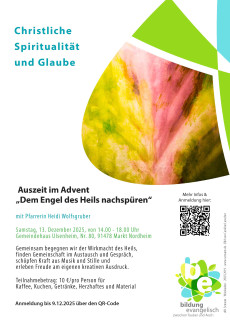 Auszeit im Advent am 13.12.25 in Ulsenheim. Mit Pfarrerin Heidi Wolfsgruber dem Engel des Heils nachspüren. 