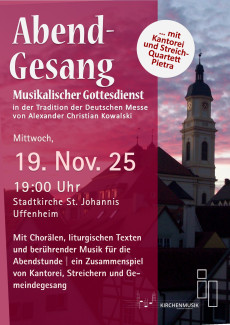 Musikalischer Gottesdienst am 19.11.2025 um 19:00 Uhr in der Stadtkirche