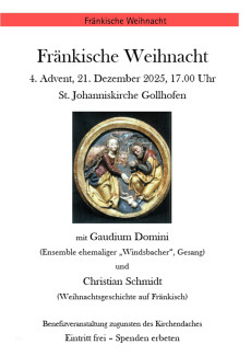 Fränkische Weihnacht in Gollhofen am 21.12.25 um 17 Uhr in der Kirche