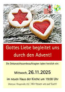 Einstimmung auf dem Advent - Veranstaltung der Dekanatsfrauen am Mittwoch, 26.11.25 um 19 Uhr im Haus der Kirche in Uffenheim