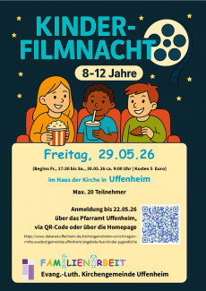 Kinderfilmnacht am 29.5.26 im Haus der Kirche in Uffenheim