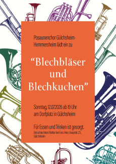 Konzert Posaunenchor Gülchsheim-Hemmersheim am 12.7.26 um 19 Uhr in Gülsheim auf dem Dorfplatz
