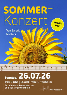 Sommerkonzert der Uffenheimer Chöre am 26.7.26 um 19 Uhr in der Stadtkirche