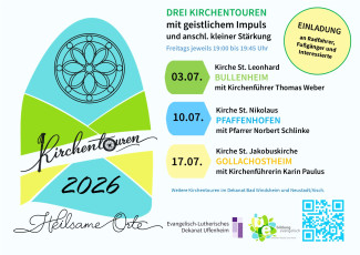 Drei Kirchentouren jeweils freitags um 19:00 Uhr im Dekanat Uffenheim