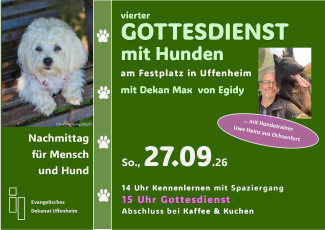 Vierter Gottesdienst mit Hunden am 27.9.26 in Uffenheim am Festplatz