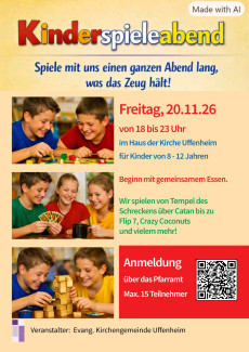 Kinderspieleabend für 8 bis 12-jährige im Haus der Kirche