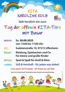 Basar im Kindergarten Karoline-Kolb am 30.9.2023 von 13 bis 17 Uhr
