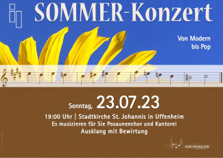 Plakat zum Sommerkonzert am 23.07.2023 um 19.00 Uhr in der Stadtkirche Uffenheim