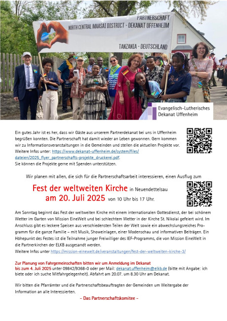 Teilnahme am Fest der weltweiten Kirche am 20.07.2025 in Neuendetteslau