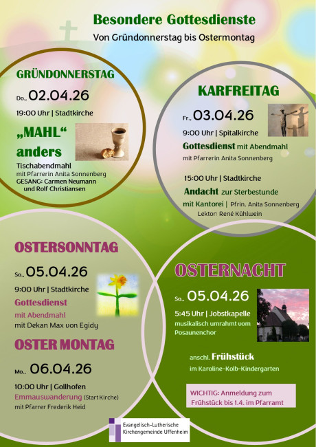 Gottesdienste in Uffenheim von Gründonnerstag bis Ostermontag