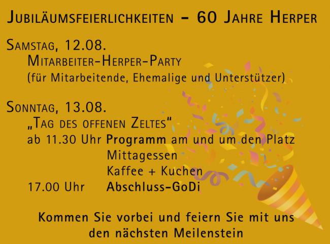 Plakat mit den Aktionen am Herper-Jubiläum im August 2023
