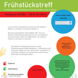 Frühstückstreff zum Thema Elterntalk am 16.1.2024 um 9:30 Uhr in Uffenheim