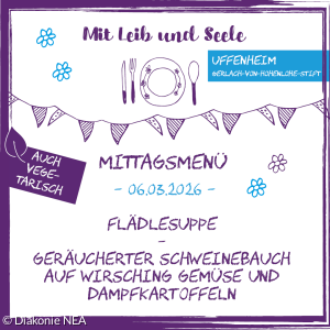 Mittagsmenü Wärmewinter im Gerlach von Hohenlohe-Stift am 6.3.26